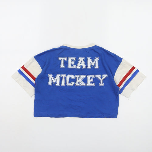 Disney Girls Blue Mickey Mouse Cropped T-Shirt 11-12 Years