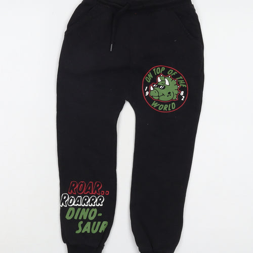 Next Boys Black Dinosaur Jogger Trousers 6-7 Years