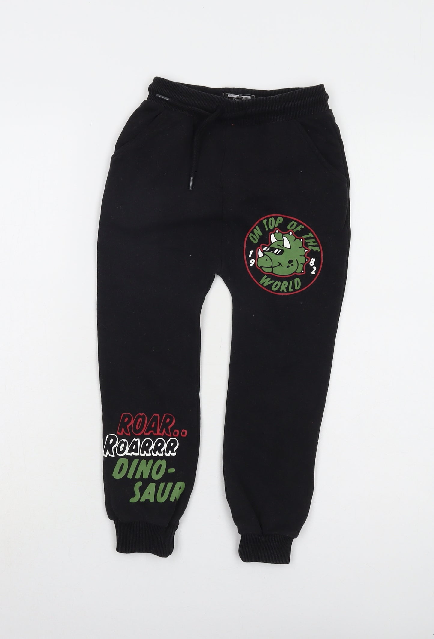 Next Boys Black Dinosaur Jogger Trousers 6-7 Years