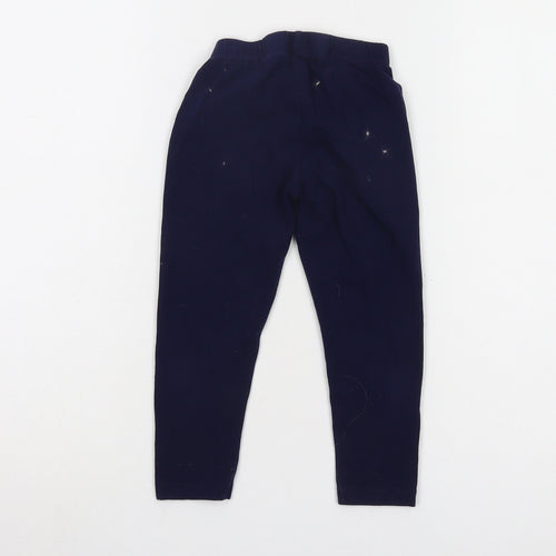 DKNY Girls Blue Ankle Leggings 4 Years Cotton Elastane