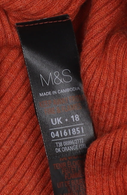 Marks and Spencer Women's Orange Open Front Cardigan Size 18