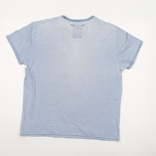 GAP Men's Blue Striped T-Shirt, Size M, Short Sleeve