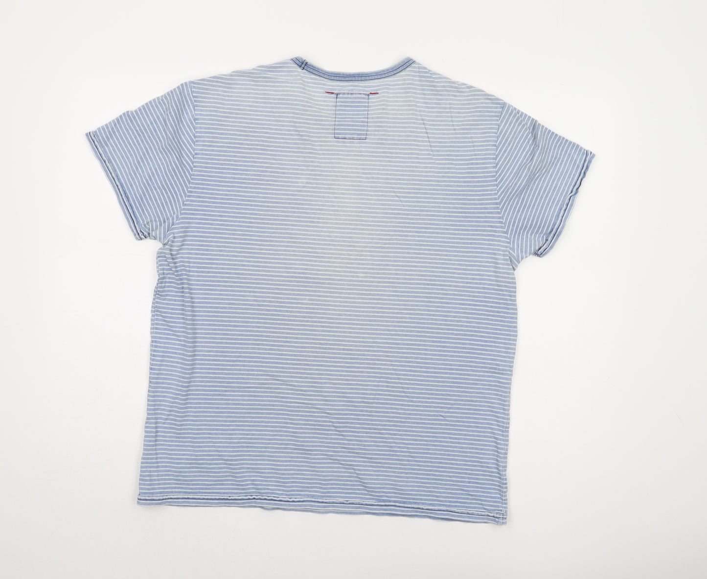 GAP Men's Blue Striped T-Shirt, Size M, Short Sleeve