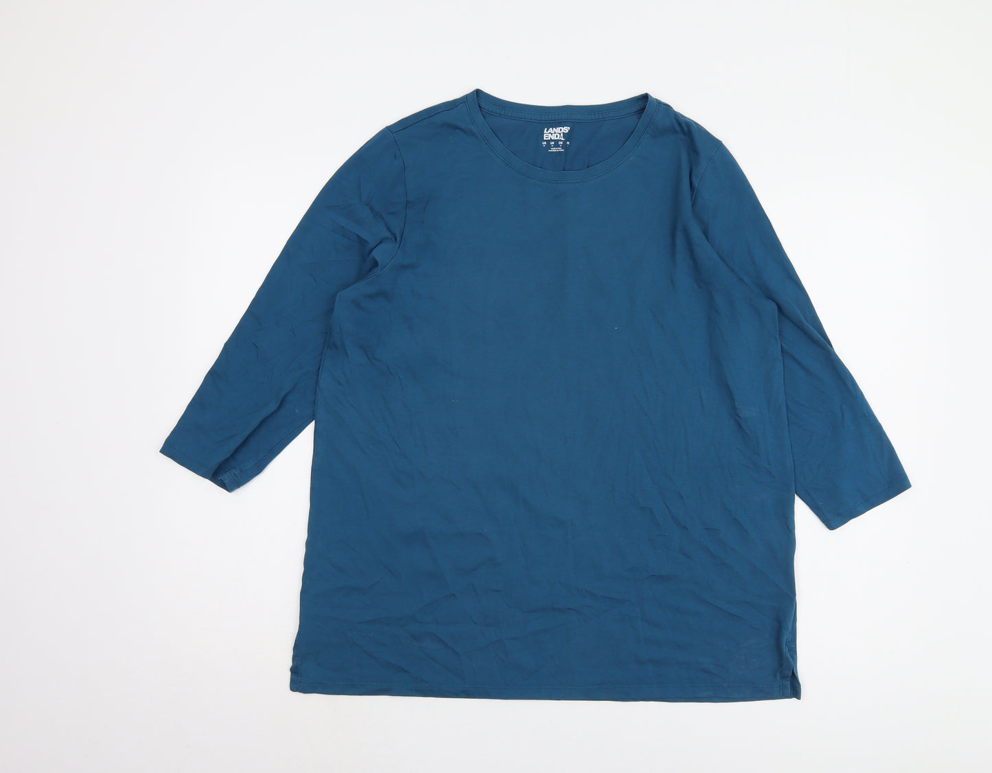 Lands' End Women's Blue 3/4 Sleeve T-Shirt M