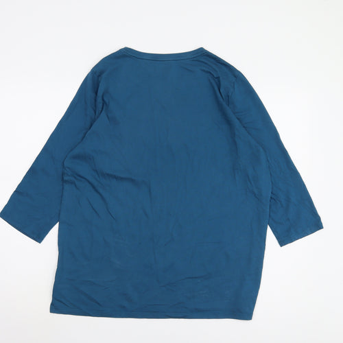 Lands' End Women's Blue 3/4 Sleeve T-Shirt M