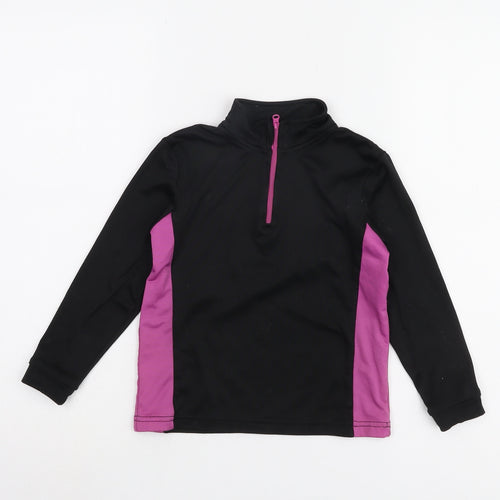 Crane Girls Black Pullover Activewear Long Sleeve Top, Size 5-6