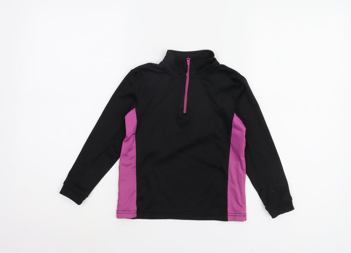 Crane Girls Black Pullover Activewear Long Sleeve Top, Size 5-6