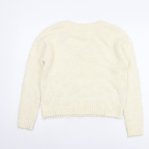 Brave Soul Women's Ivory V-Neck Pullover Jumper, Size 12