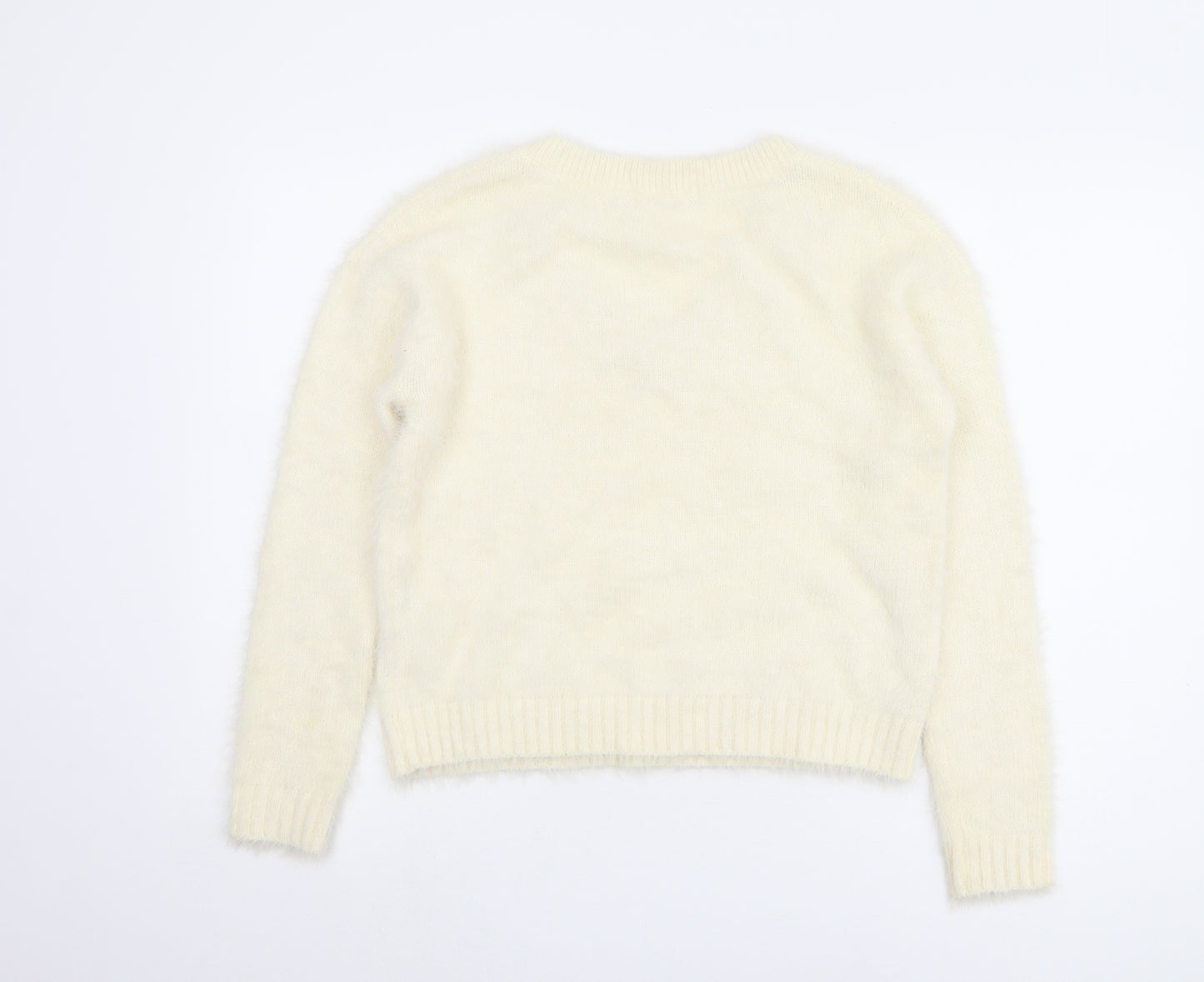 Brave Soul Women's Ivory V-Neck Pullover Jumper, Size 12