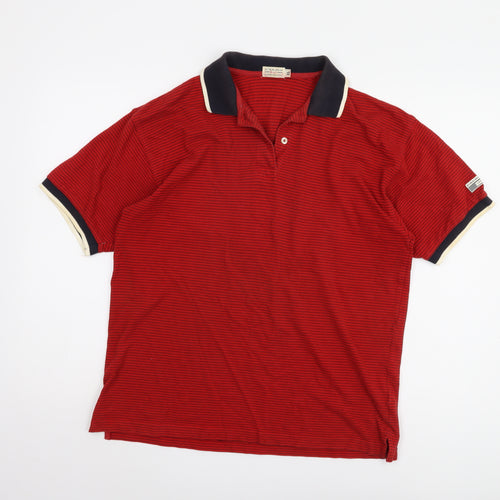 Pringle Faldo Men's Red Striped Polo XL Cotton Short Sleeve