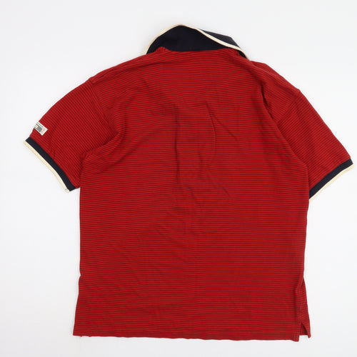 Pringle Faldo Men's Red Striped Polo XL Cotton Short Sleeve