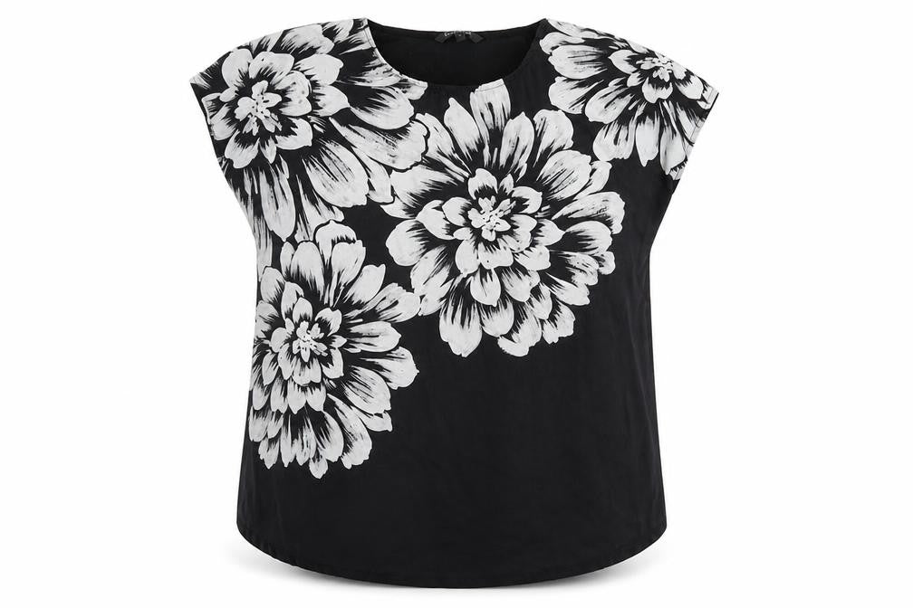 Front view of Bonmarché Women's Black Floral Blouse, size 22