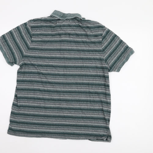 Debenhams Men's Green Striped Polo Shirt Large