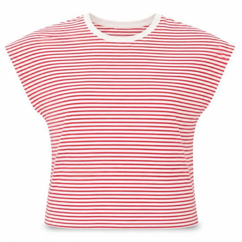 Zara Women's Red Striped Cotton T-Shirt XL