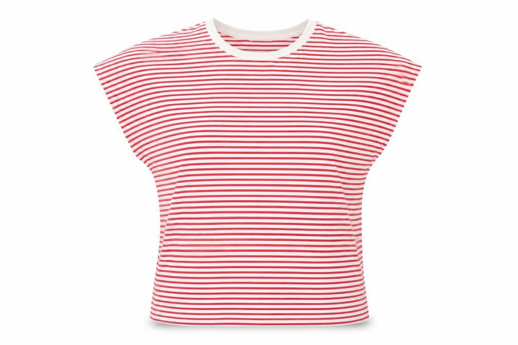Zara Women's Red Striped Cotton T-Shirt XL