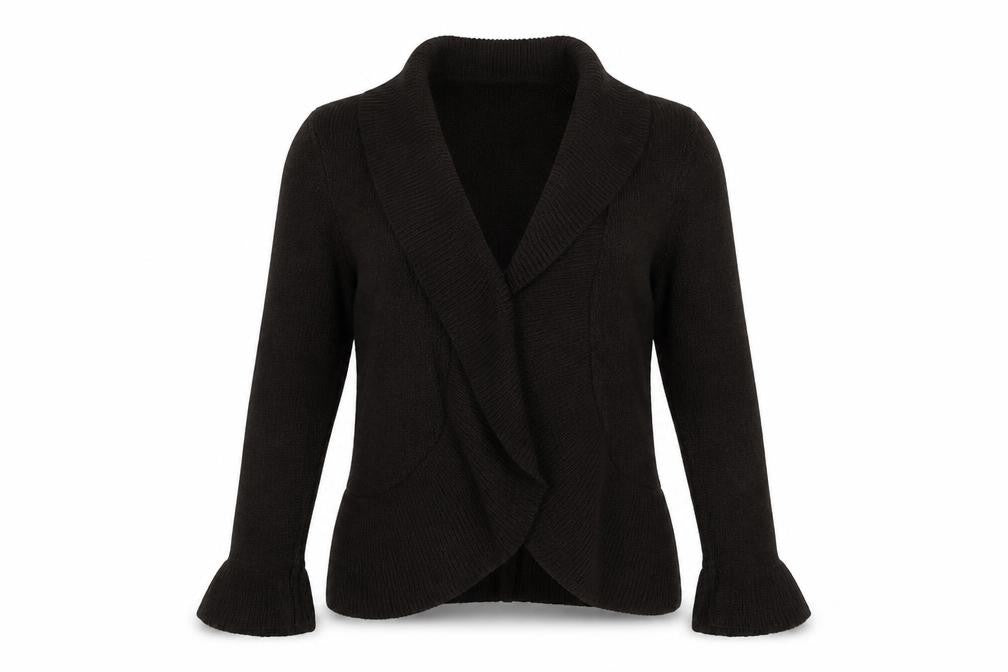 Viyella Women’s Black Open Front Cardigan M Knitwear