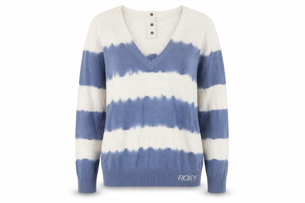 Front view of Roxy Women's Blue Beige Striped jumper, size 6