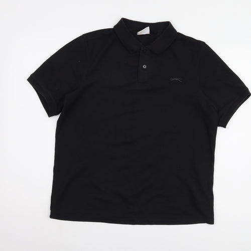 Slazenger Men's Black Polo Shirt L - Casual Solid Short Sleeve