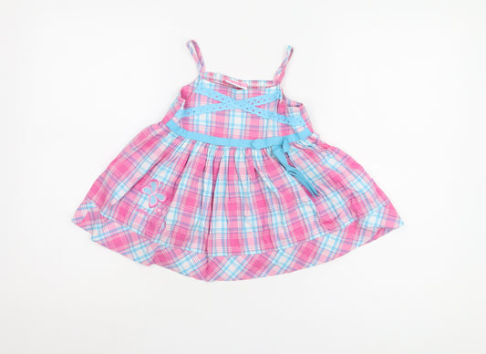 Barbie Girls Pink Blue Plaid A-Line Dress Size 5