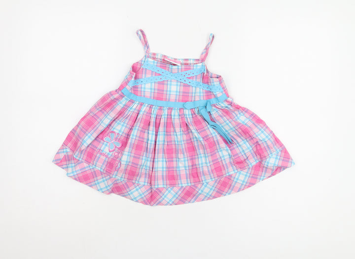 Barbie Girls Pink Blue Plaid A-Line Dress Size 5