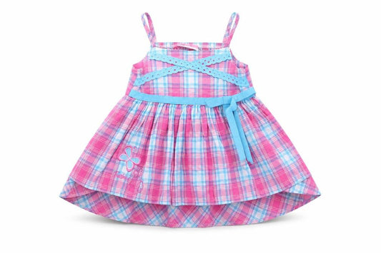 Barbie Girls Pink Blue Plaid A-Line Dress Size 5