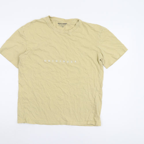 Jack & Jones Men's Beige Crew Neck T-Shirt Size M