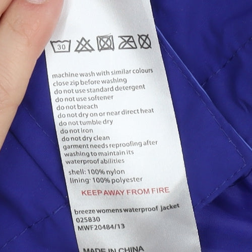 Mountain Warehouse Women's Blue Hooded Rain Jacket Size 8