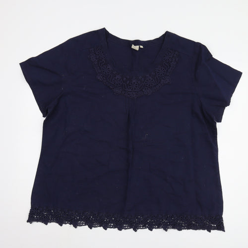 Cotton Traders Women's Blue Crochet Detail Top Size 24