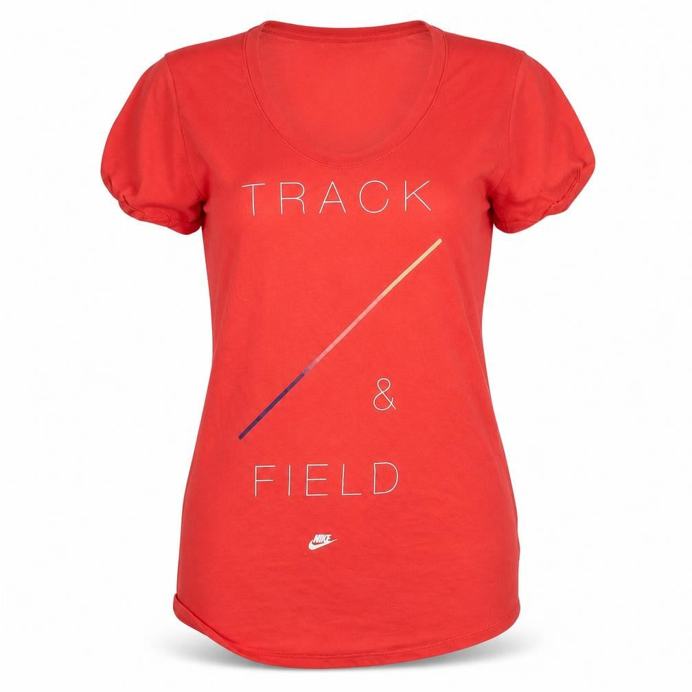 Front view of Nike Women's Red T-Shirt, M, Athletic Fit