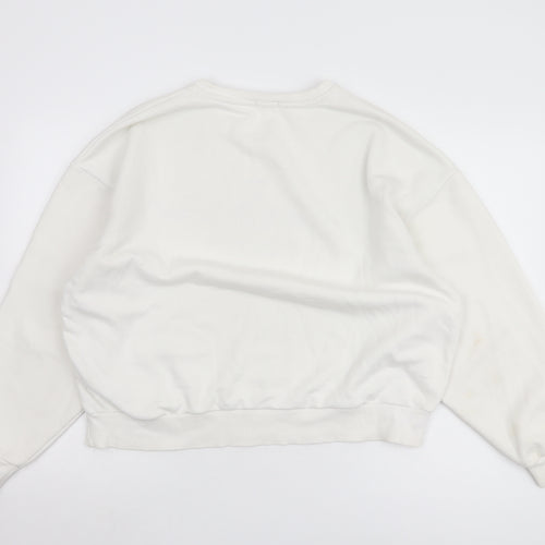 Stradivarius Women's White Logo Pullover Sweatshirt Size 12