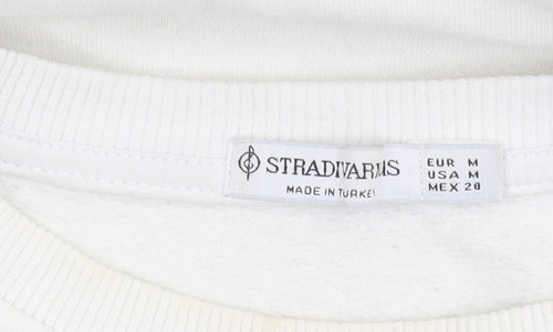 Stradivarius Women's White Logo Pullover Sweatshirt Size 12