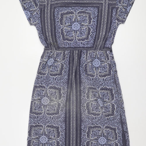 White Stuff Women's Blue Dress UK 10 Geometric Pattern