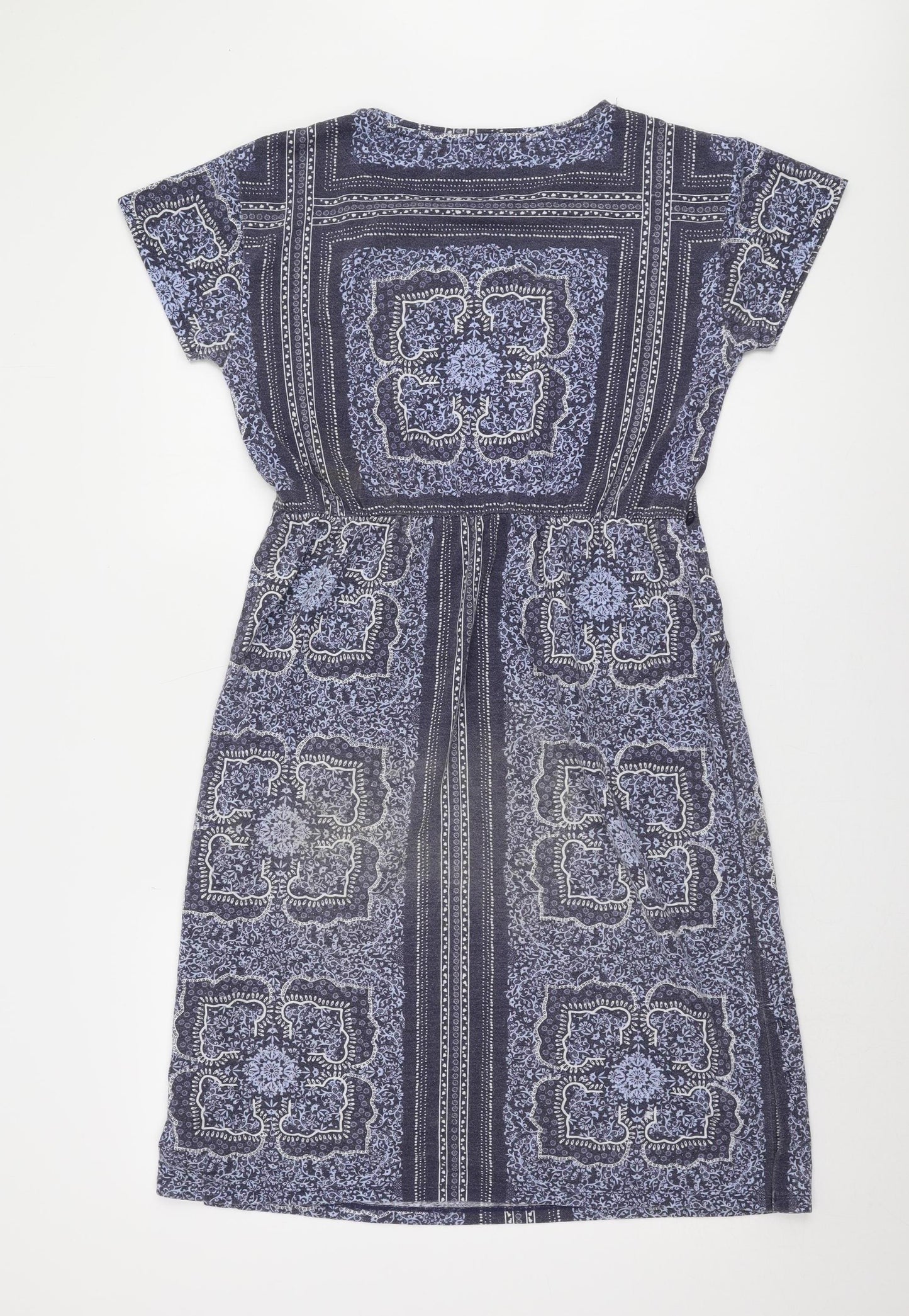 White Stuff Women's Blue Dress UK 10 Geometric Pattern