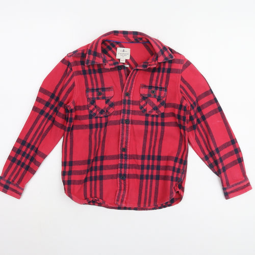 Fat Face Girls Red Plaid Button-Up Shirt 6-7 Years