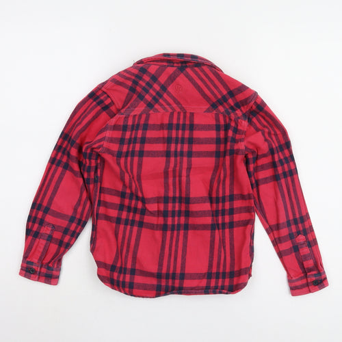 Fat Face Girls Red Plaid Button-Up Shirt 6-7 Years