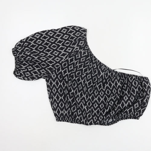 Banana Republic Women's Black Geometric Cropped Top - Size S