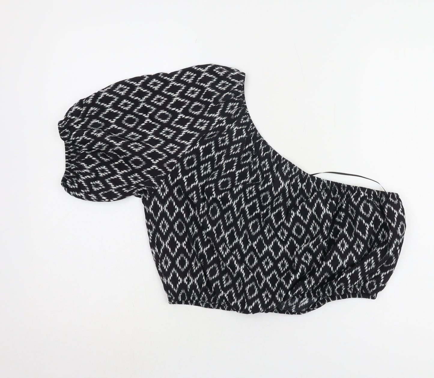 Banana Republic Women's Black Geometric Cropped Top - Size S