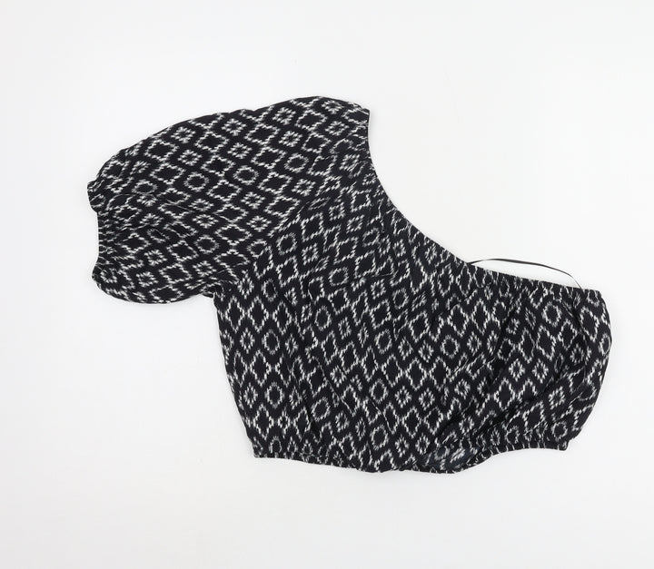 Banana Republic Women's Black Geometric Cropped Top - Size S