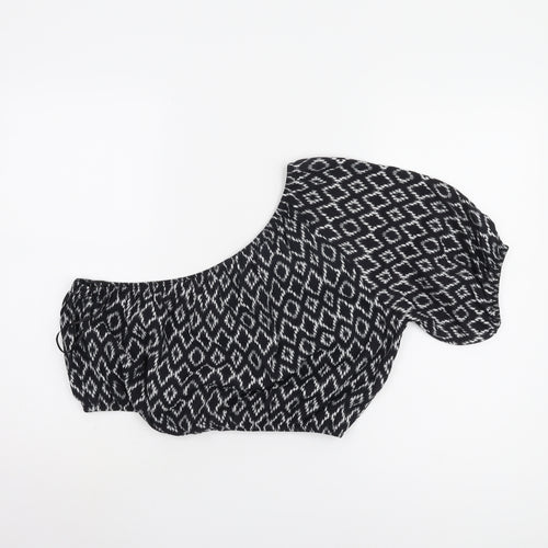 Banana Republic Women's Black Geometric Cropped Top - Size S