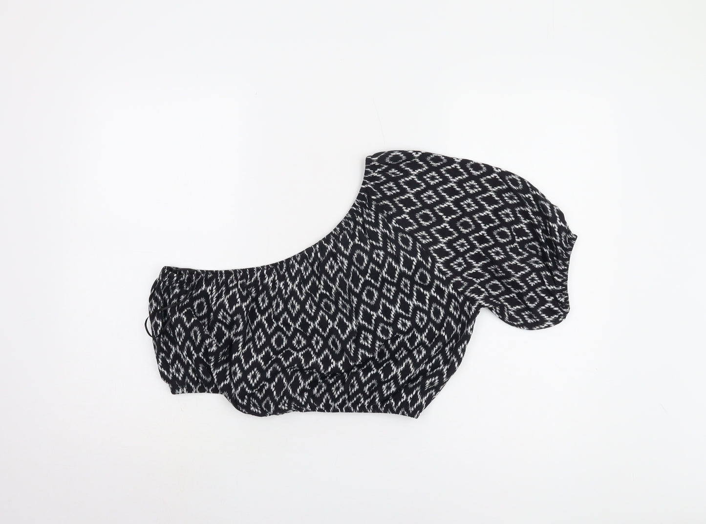 Banana Republic Women's Black Geometric Cropped Top - Size S