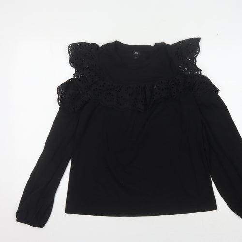 River Island Women's Black Crochet Accent Top Size 10
