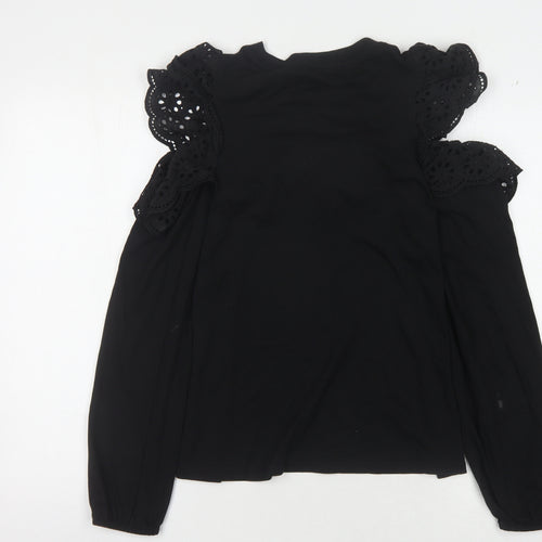River Island Women's Black Crochet Accent Top Size 10