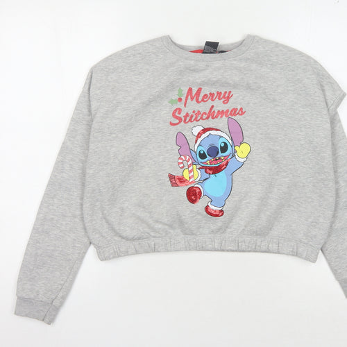 Disney Primark Girls Grey Long Sleeve Merry Stichmas Sweatshirt