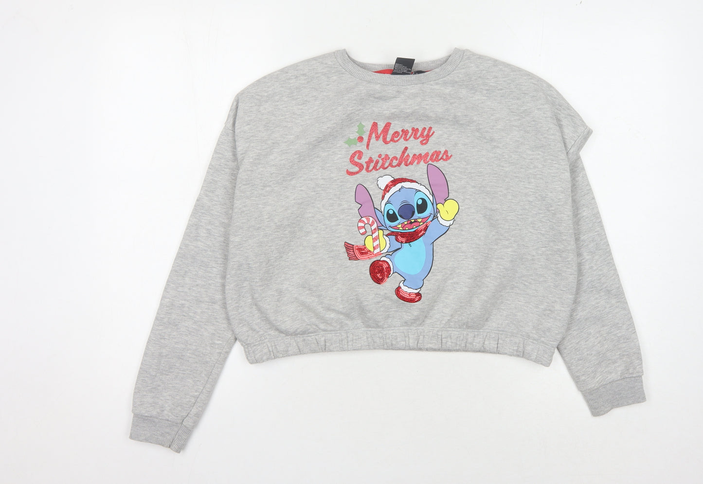 Disney Primark Girls Grey Long Sleeve Merry Stichmas Sweatshirt