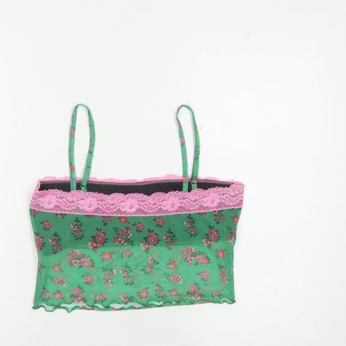 Urban Outfitters Women's Green Floral Camisole Tank - Small
