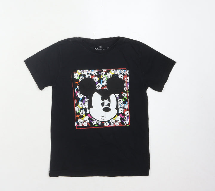 Disneyland Paris Girls Black Mickey T-Shirt, Size 8Y, Graphic Design