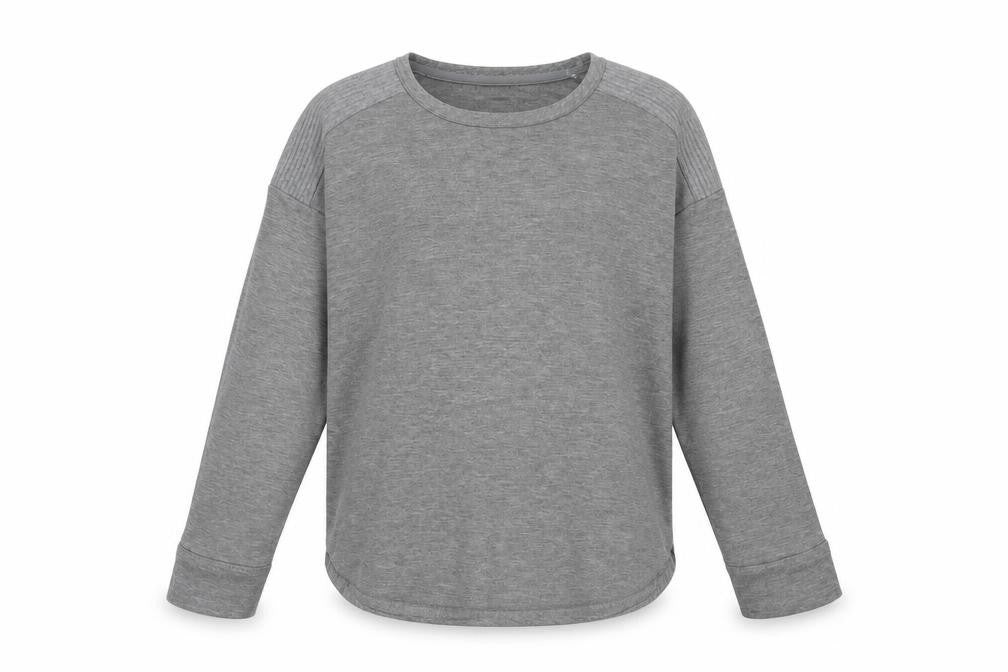 Front view of DKNY Women's Grey Sweatshirt, L, Crew Neck