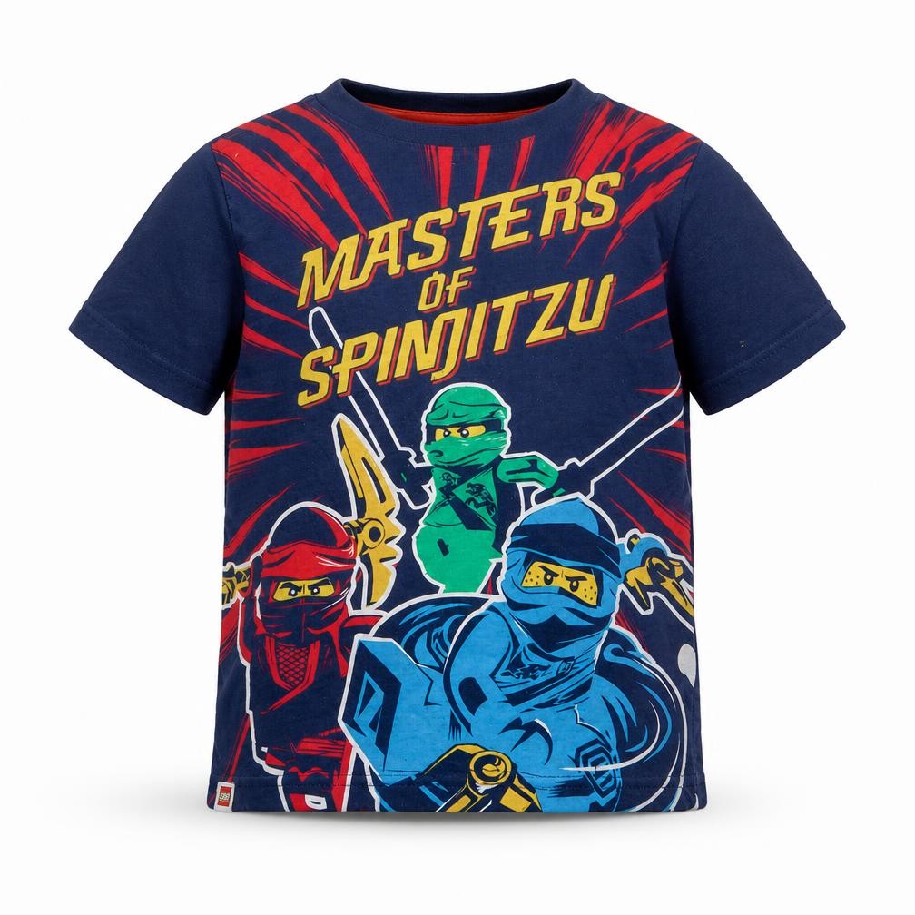 Front view of Character.com boys’ ninjago blue t-shirt 5-6 years graphic