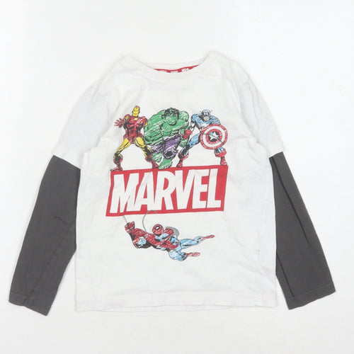 Marvel Boys White Superhero Long Sleeve T-Shirt 5-6 Years