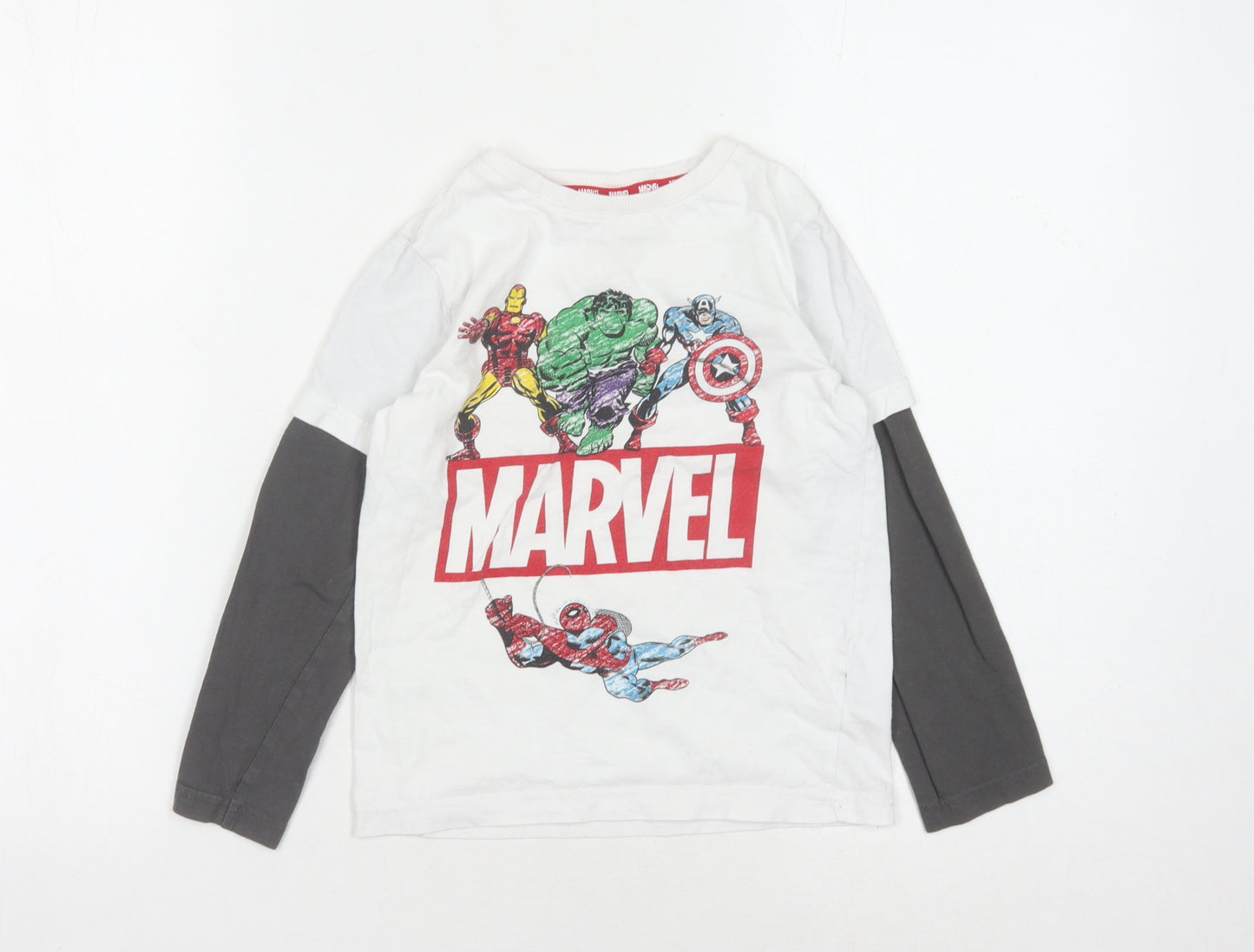 Marvel Boys White Superhero Long Sleeve T-Shirt 5-6 Years